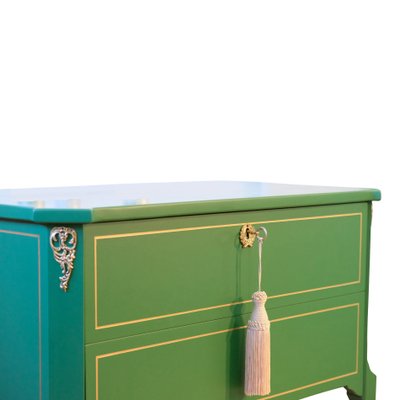 Green Gustavian Commodes with Marble Slabs, 1950s, Set of 2-VTA-1440733