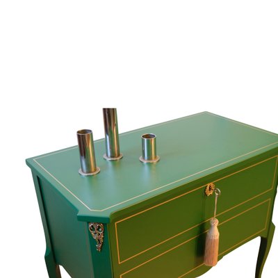 Green Gustavian Commodes with Marble Slabs, 1950s, Set of 2-VTA-1440733