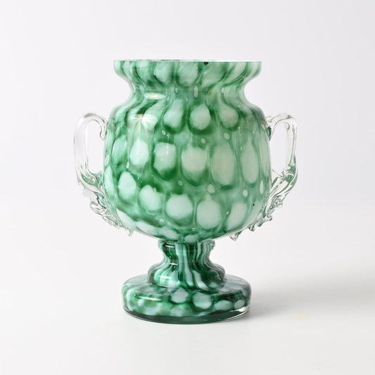 Green Honeycomb Glass Trophy Vase from Franz Welz, 1920s