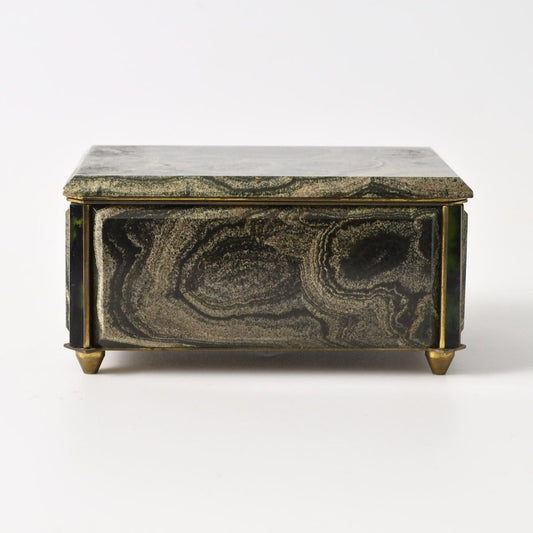 Green Jasper and Serpentinite Stone Box, 1950s