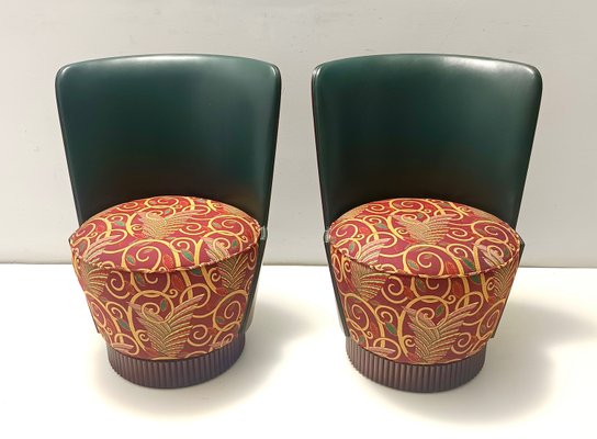 Green Leather and Patterned Fabric Lounge Chair by Adam Tihany for Colbert, 1995-JPQ-2035639