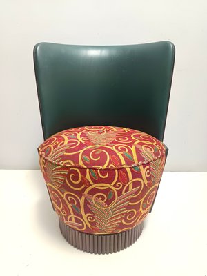 Green Leather and Patterned Fabric Lounge Chair by Adam Tihany for Colbert, 1995-JPQ-2035639