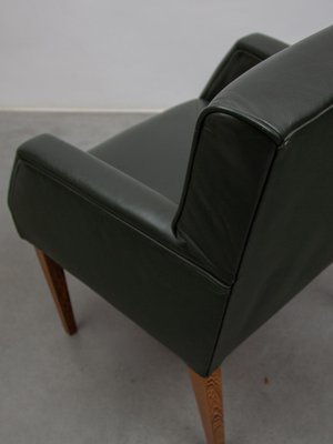 Green Leather Armchairs, Denmark, 1969, Set of 4-KL-1780872