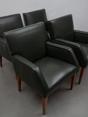 Green Leather Armchairs, Denmark, 1969, Set of 4-KL-1780872