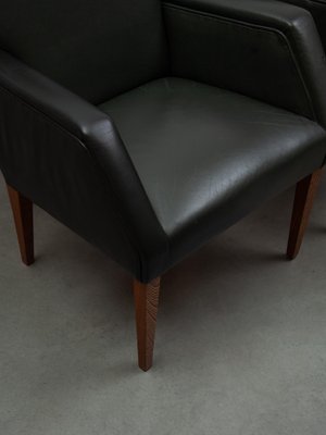 Green Leather Armchairs, Denmark, 1969, Set of 4-KL-1780872