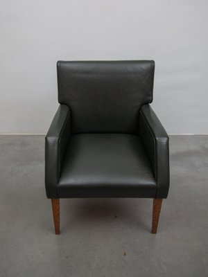 Green Leather Armchairs, Denmark, 1969, Set of 4-KL-1780872