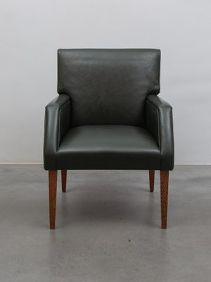 Green Leather Armchairs, Denmark, 1969, Set of 4-KL-1780872