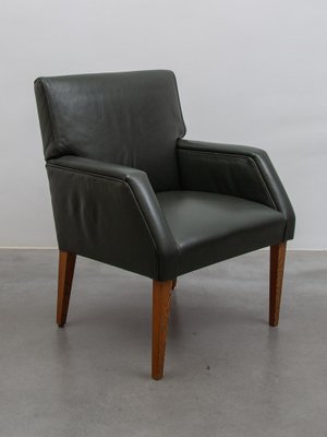 Green Leather Armchairs, Denmark, 1969, Set of 4-KL-1780872