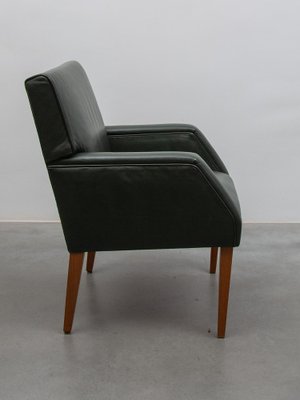 Green Leather Armchairs, Denmark, 1969, Set of 4-KL-1780872