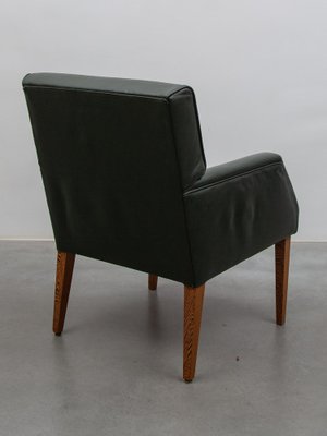 Green Leather Armchairs, Denmark, 1969, Set of 4-KL-1780872