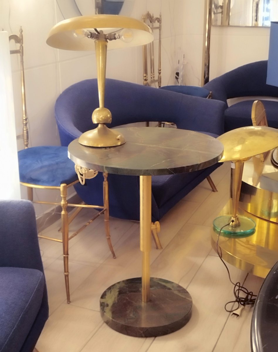 Green Marble and Brass Drink Table, 1990s