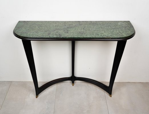 Green Marble, Wood & Brass Console Table by Guglielmo Ulrich, Italy, 1940s-LYQ-1187208