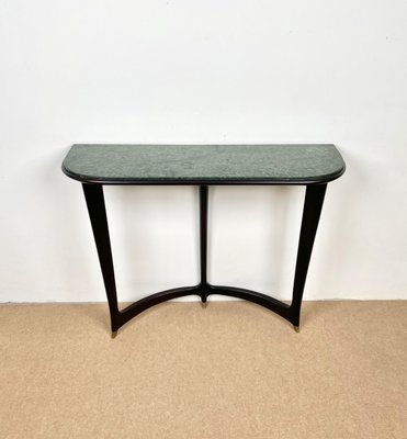 Green Marble, Wood & Brass Console Table by Guglielmo Ulrich, Italy, 1940s-LYQ-1187208