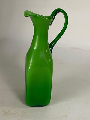 Green Murano and Opaline Glass Pitcher with Handle, Italy, 1960s-UR-1752824