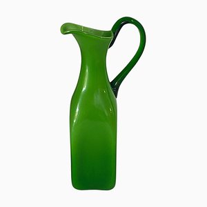 Green Murano and Opaline Glass Pitcher with Handle, Italy, 1960s-UR-1752824