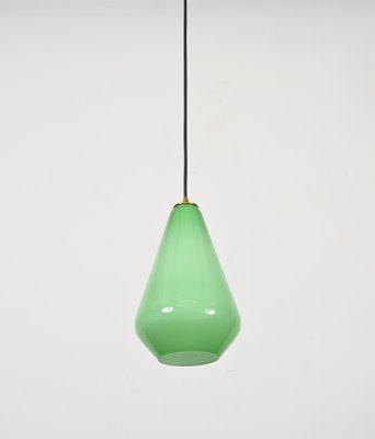 Green Murano Cased Glass and Brass Pendant from Stilnovo, 1950s-JDR-1818948