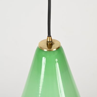 Green Murano Cased Glass and Brass Pendant from Stilnovo, 1950s-JDR-1818948