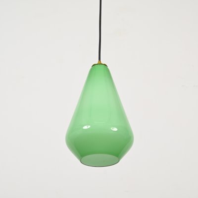 Green Murano Cased Glass and Brass Pendant from Stilnovo, 1950s-JDR-1818948