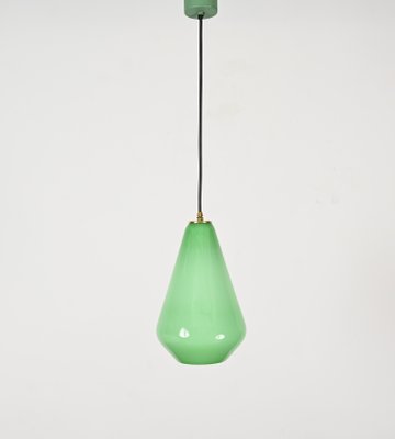 Green Murano Cased Glass and Brass Pendant from Stilnovo, 1950s-JDR-1818948