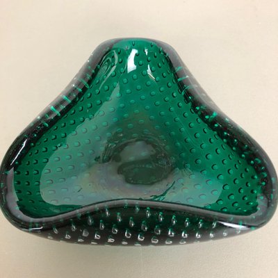 Green Murano Glass Bullicante Bowl or Ashtray, Italy, 1970s-QZ-1114561