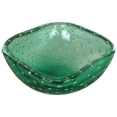 Green Murano Glass Bullicante Bowl or Ashtray, Italy, 1970s-QZ-1114564