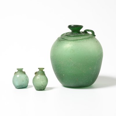 Green Murano Glass Vases Set, Set of 3-VT-806077