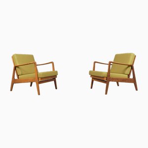 Green New Upholstery Adjustable Scandinavian Armchairs, 1960s, Set of 2-KQB-1758434