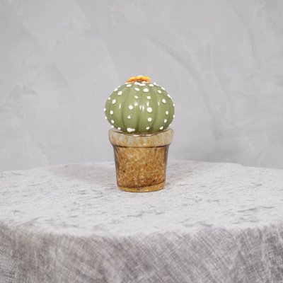 Green & Orange Murano Art Glass Cactus Plant, 1990-UH-1259379