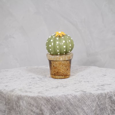 Green & Orange Murano Art Glass Cactus Plant, 1990-UH-1259379