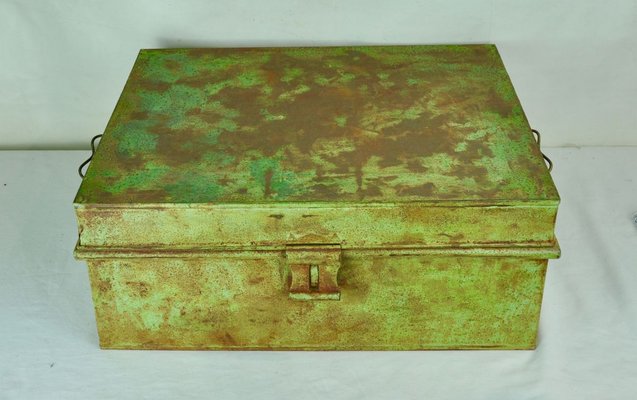 Green Painted Metal Box, 1970s-ROJ-626436