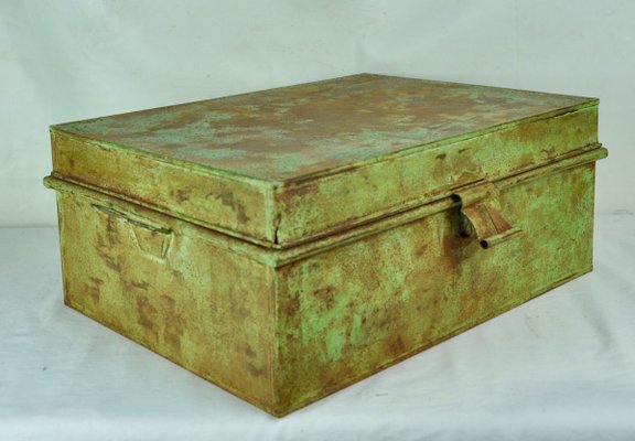 Green Painted Metal Box, 1970s-ROJ-626436