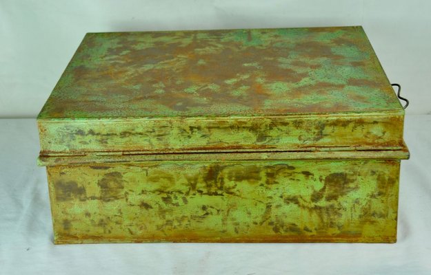 Green Painted Metal Box, 1970s-ROJ-626436