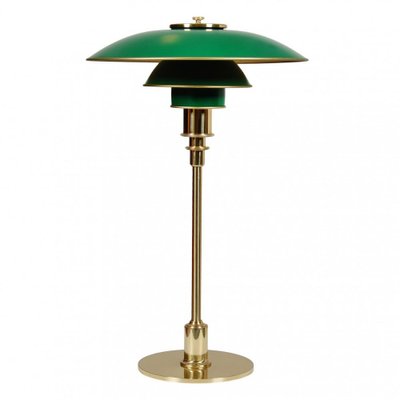 Green Ph-3/2 Table Lamp in Brass by Poul Henningsen for Louis Poulsen, 1970s-MTD-1400872