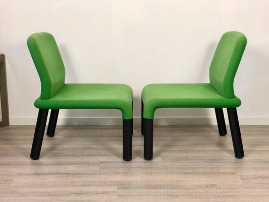 Green Plastic Fabric Armchairs, Italy, 1970s, Set of 2-LYQ-1171604