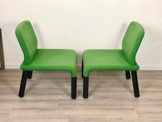 Green Plastic Fabric Armchairs, Italy, 1970s, Set of 2-LYQ-1171604