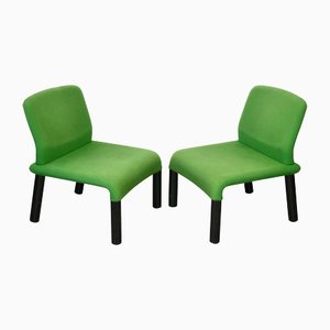 Green Plastic Fabric Armchairs, Italy, 1970s, Set of 2-LYQ-1171604