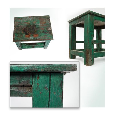 Green Table in Patinated Wood-NQ-624968