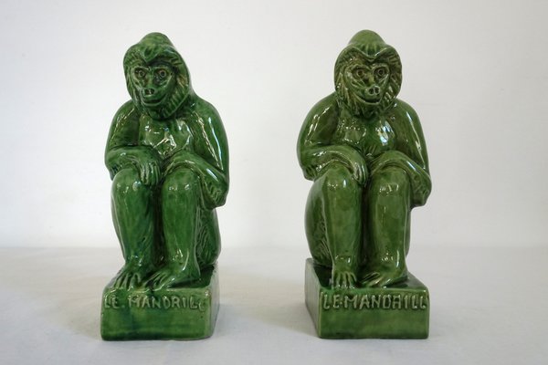 Green Terracotta Bookends from Vallauris, France, 1950s, Set of 2-XTZ-1790436