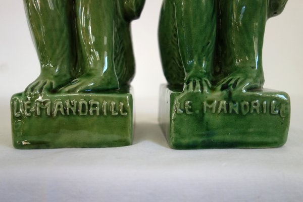 Green Terracotta Bookends from Vallauris, France, 1950s, Set of 2-XTZ-1790436