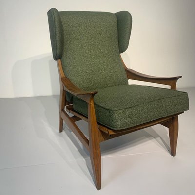 Green Terry Cloth Armchair, 1950s-KCF-910617