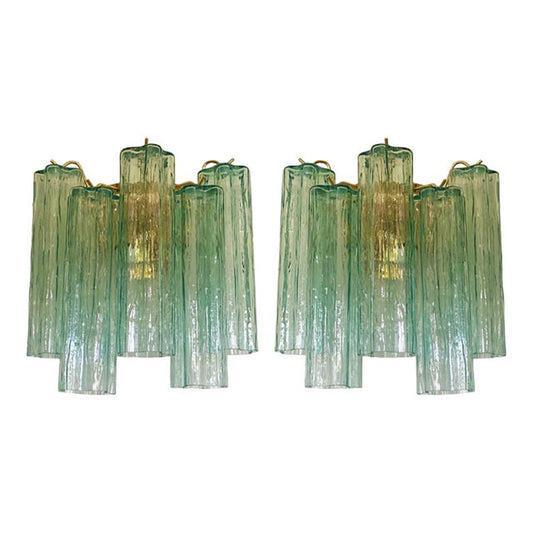 Green Tronchi Murano Glass Wall Sconces by Simoeng, Set of 2