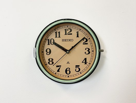 Green Wall Clock from Seiko Navy, 1970s-CGF-1169785