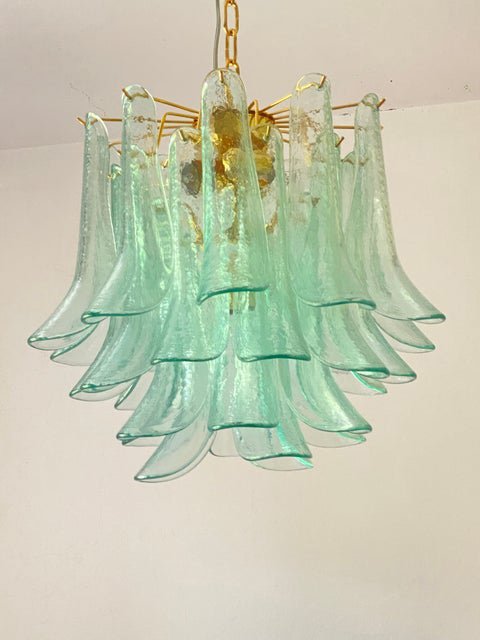 Green-Wather Murano Glass Sella Chandelier with Gold 24k Metal Frame by Simoeng