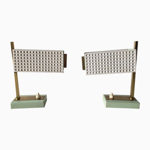 Green & White Perforated Metal Table Lamps by Mathieu Matégot, France, 1950s, Set of 2-RDS-1147937