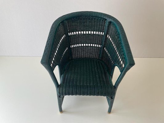 Green Wicker Armchair with Gold Foot Details, Germany, 1960s-RDS-1700768