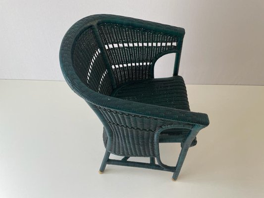 Green Wicker Armchair with Gold Foot Details, Germany, 1960s-RDS-1700768