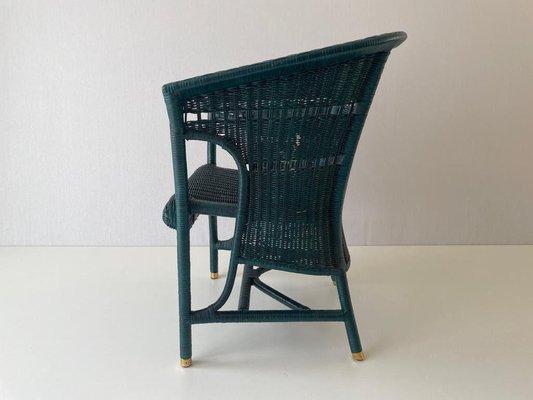 Green Wicker Armchair with Gold Foot Details, Germany, 1960s-RDS-1700768