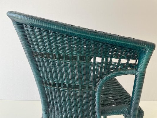 Green Wicker Armchair with Gold Foot Details, Germany, 1960s-RDS-1700768