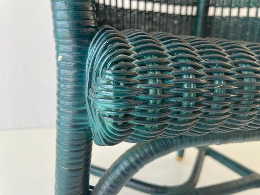 Green Wicker Armchair with Gold Foot Details, Germany, 1960s-RDS-1700768