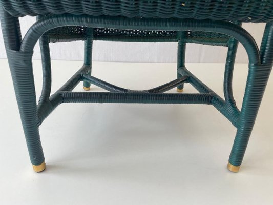 Green Wicker Armchair with Gold Foot Details, Germany, 1960s-RDS-1700768